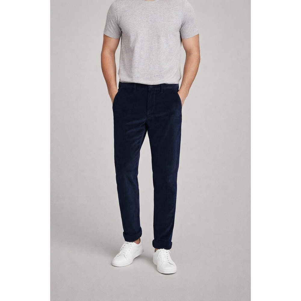 Lands End Corduroy Pants Mens 42 Navy Blue Excellent Traditional Fit Cuffed